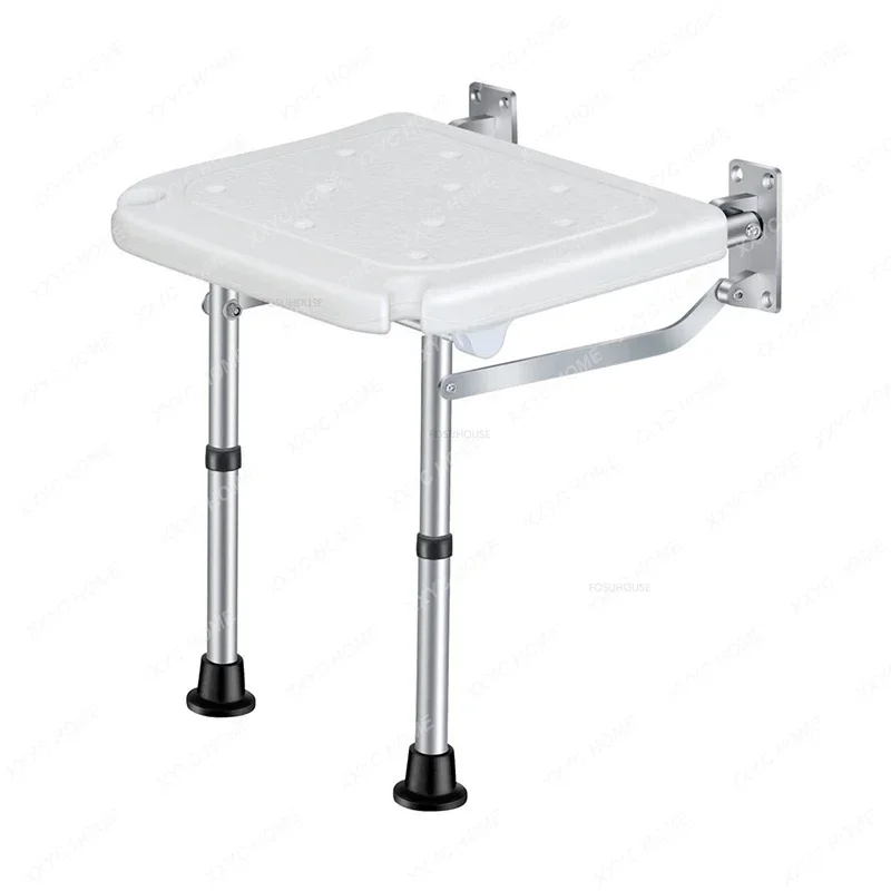 Asientos de baño montados en la pared de aluminio, silla de ducha plegable, silla de baño antideslizante sin barreras para el hogar, taburete especial para personas mayores con patas