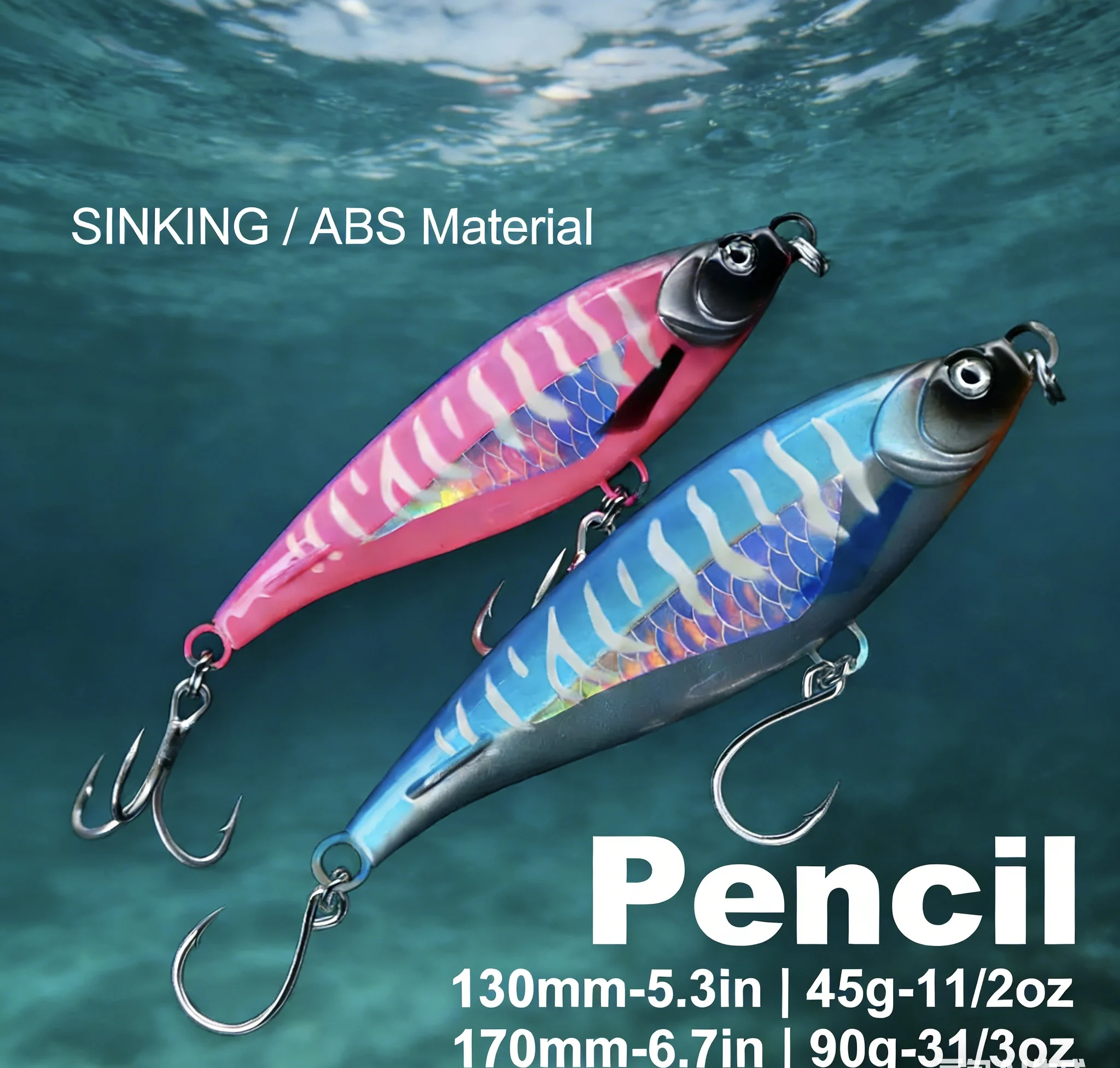 

1PC Heavy-Duty Sinking Pencil Lure 13cm/17cm 45g/90g UV Glow Hard Bait Offshore Deep Sea Saltwater Fishing Lure for Tuna Casting