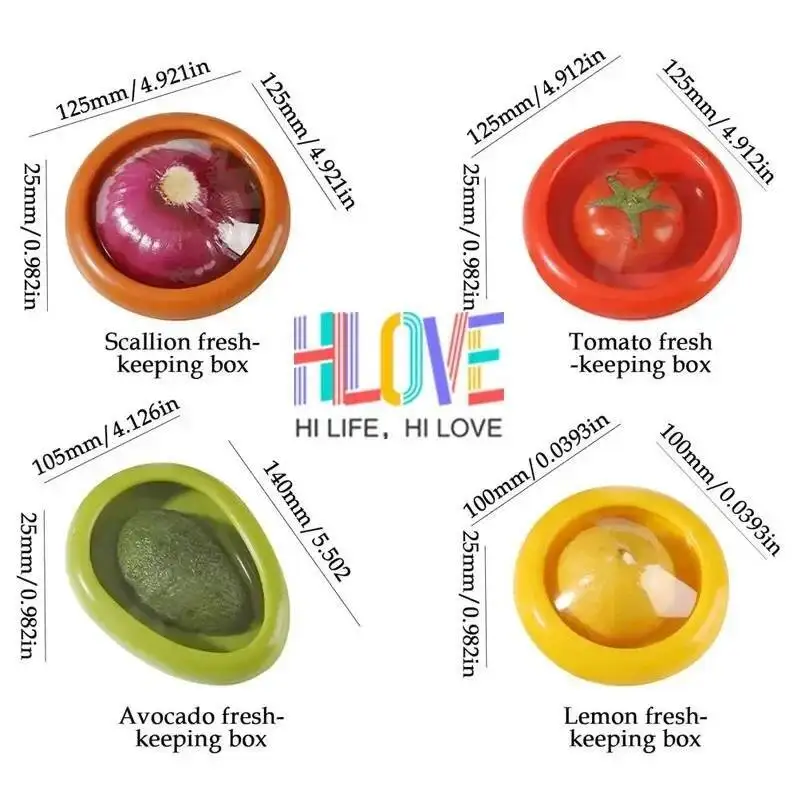 

Fruit And Vegetable Preserves Clear Lid Containers - Red Green Orange Yellow Sea Keepers For Avocado Tomato Onion Lemon