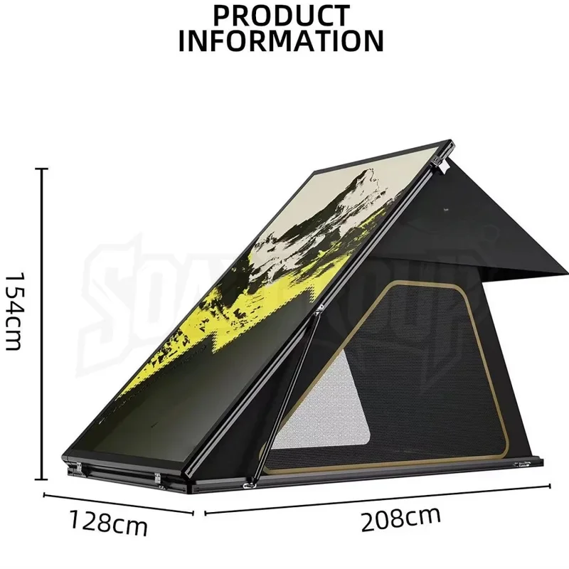 Ultra Slim Triangle Aluminum Hard Shell Roof Top Tent, Universal SUV Off Road Camping Accessories