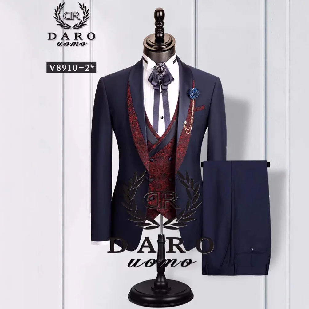

3 Pieces Suits (jacket+vest+pant) Business Formal Casual Suits Party Stage Groom Wedding Dress Clothing Host Blazer Trousers