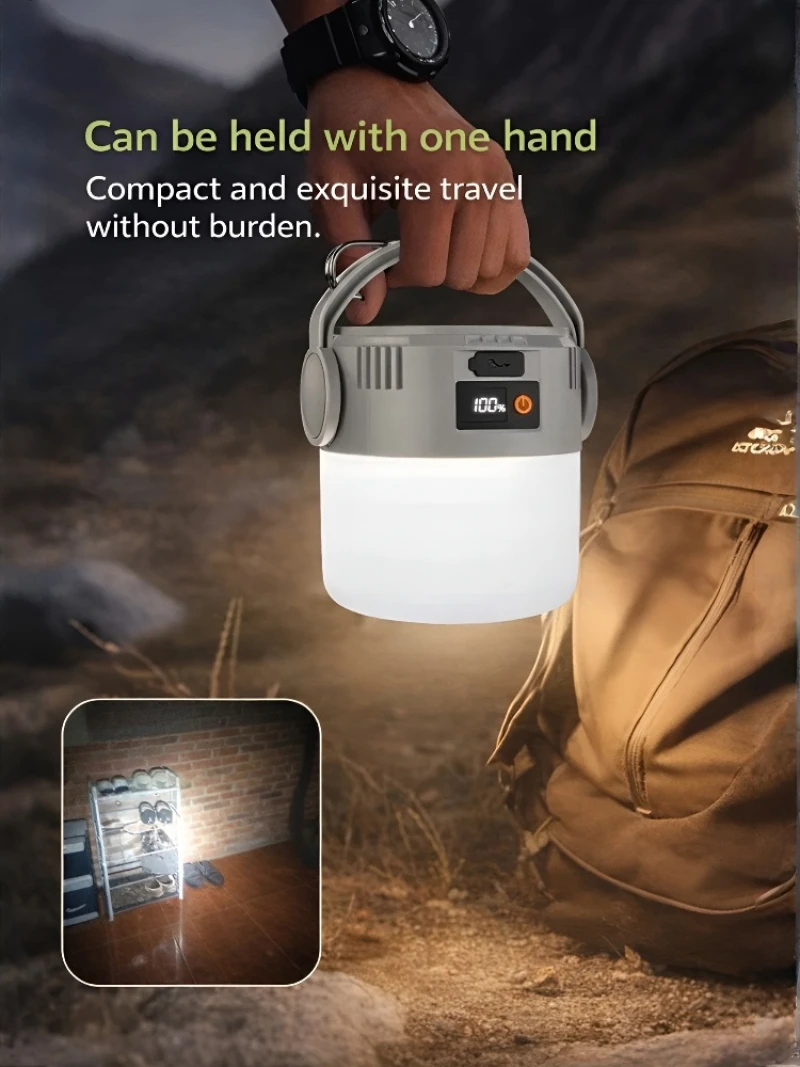 Portable Solar Camping Lantern Waterproof Multifunctional LED Tent Light Emergency Survival Lamp for Hiking Backpacking Outdoor