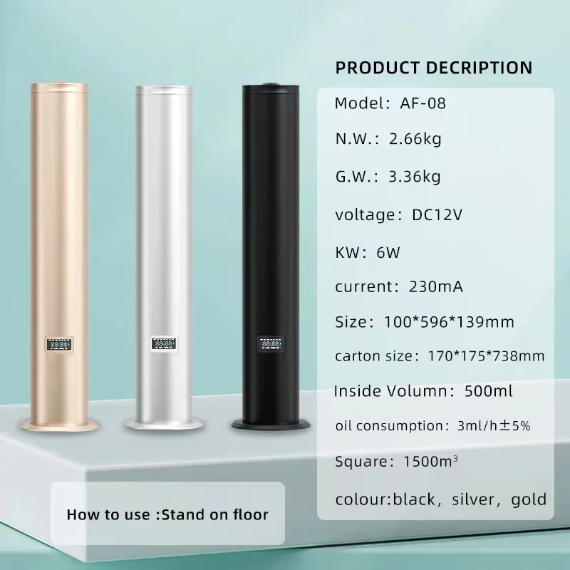 1500cbm Bluetooth App Control Automatic Spray Lobby diffusore di olio aromatico cilindro commerciale fragranza profumo aria macchina 500ml