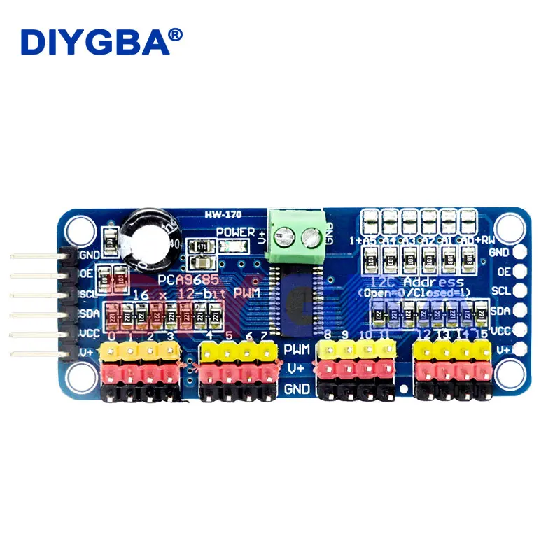 16 Channel 12-bit PWM Servo motor Driver-I2C interface PCA9685 module Raspberry pi shield module servo shield