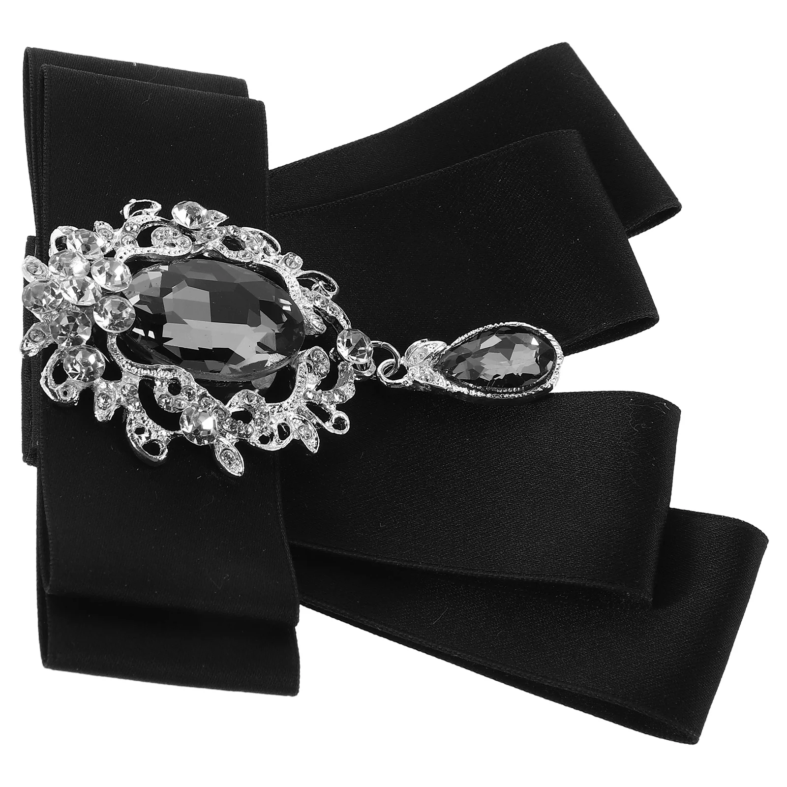 

Men Collar Brooch Bow Tie Clip On Black Ribbon Pin Pre Tied Wedding Party Accessories Groomsmen Banquet Jewelry