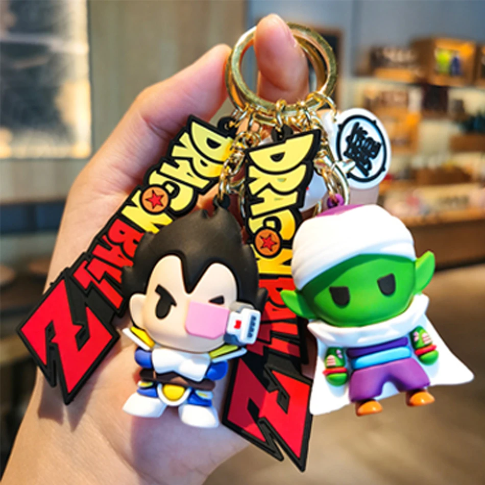 Anime Dragon Ball Keychain Fashion Jewelry Son Goku Vegeta Piccolo Action Figures 8CM PVC Key Ring for Men Women Bag Pendant