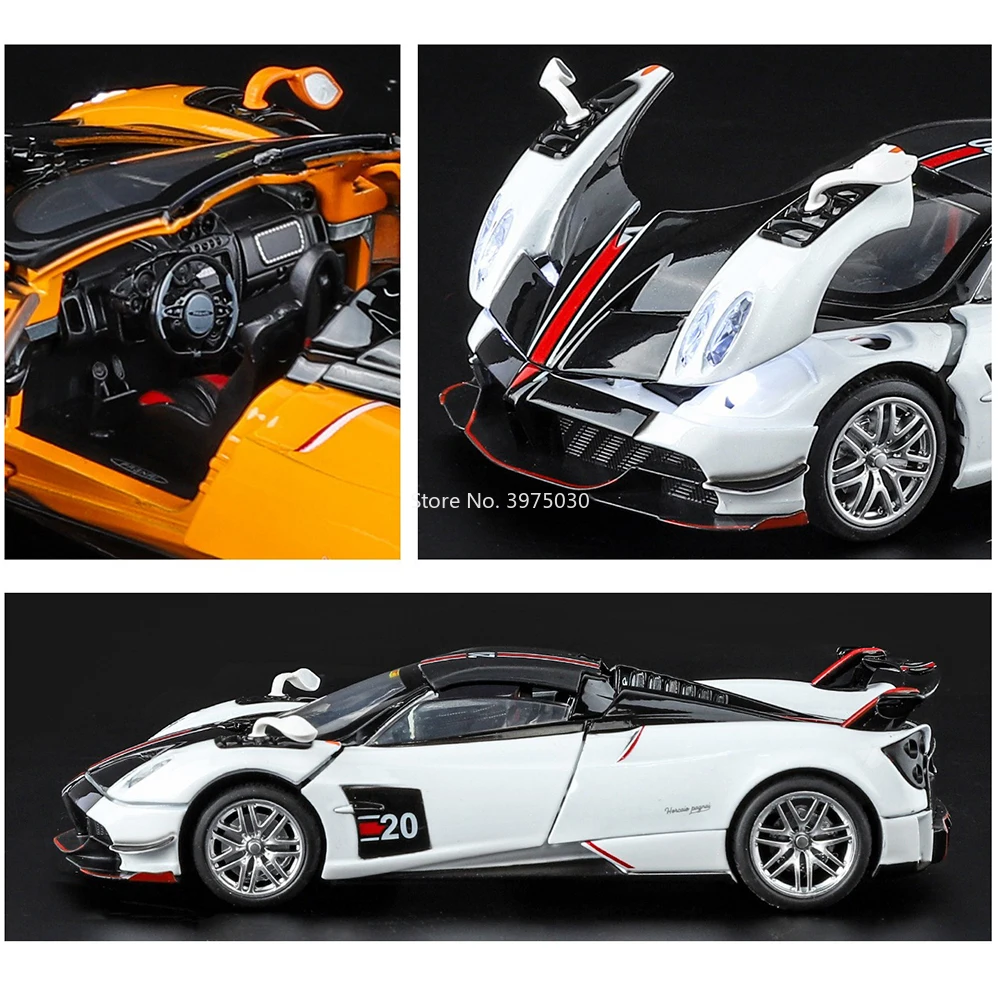 1:32 Pagani Huayra BC Models Cars Alloy Diecast Toys with Light Music Vehicle Wheel Pull Back Miniature Supercar Model Ornaments