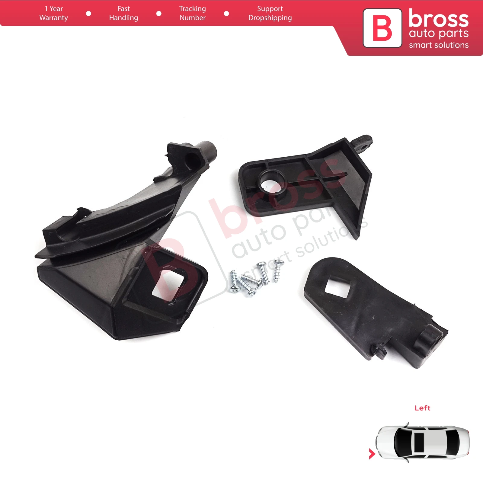 BHL501 Headlight Housing Repair Mount Holder Bracket Tab Clips Kit Left for Fiat Doblo MK2 263 2010-2014 Pre-Facelift 51810672