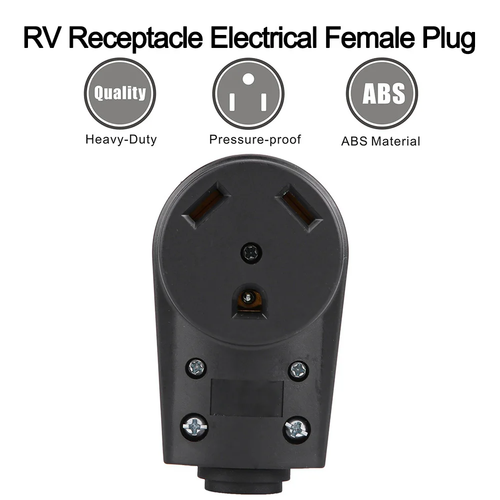 RV Plug Female RV Connector Heavy-Duty 30A 125V Nylon Housing Copper Terminal Replacement For RV