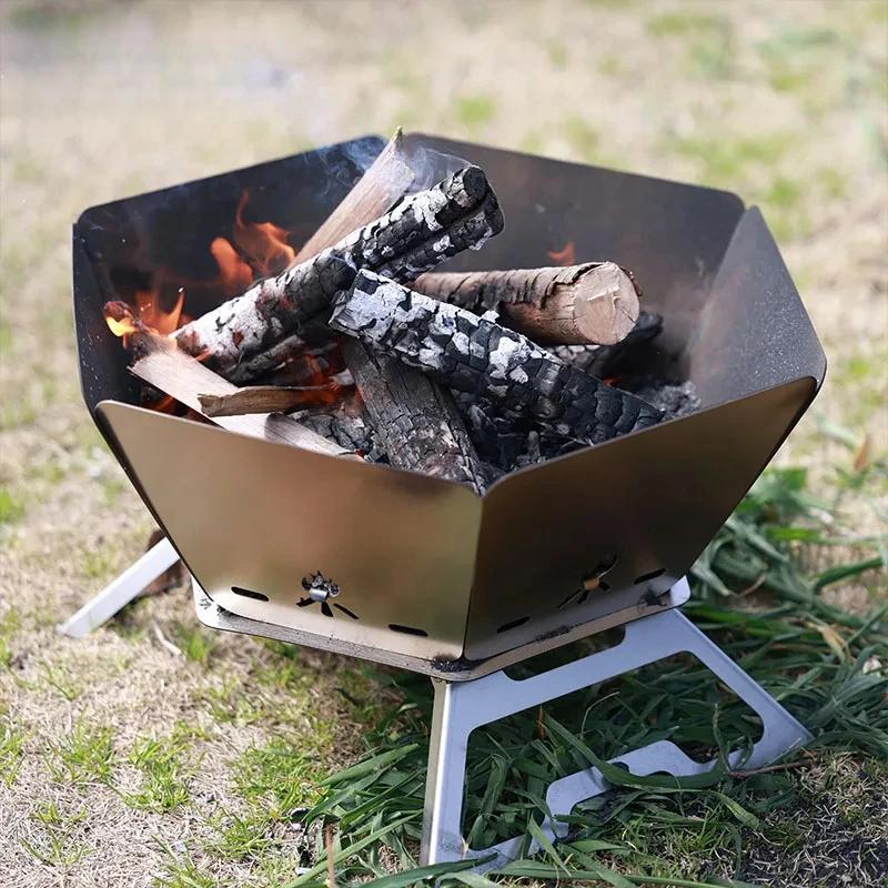 Camping Brazier Folding Bonfire Stove Portable Firewood Burner Campfire Furnace Outdoor Fire Wood Stove Burner Heater