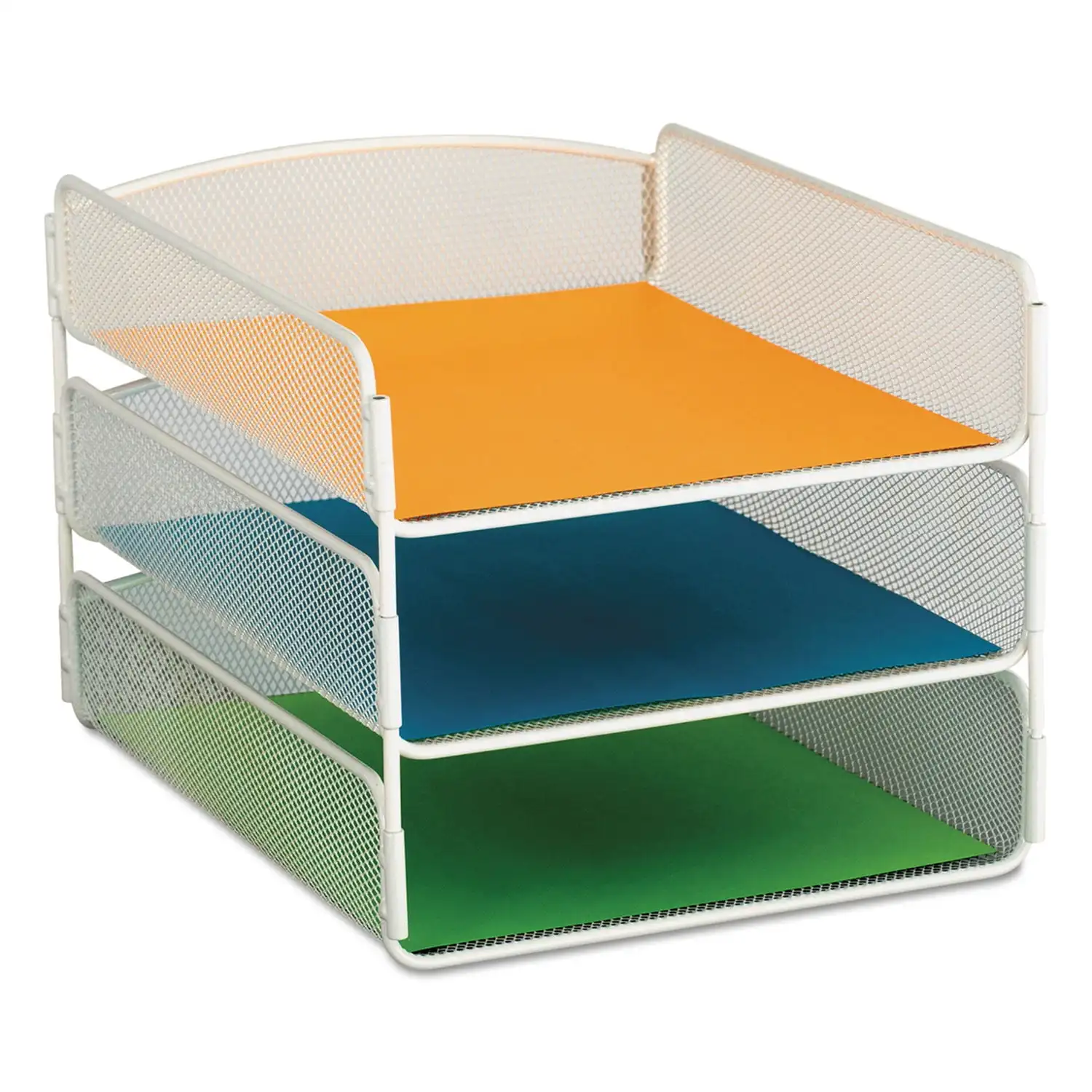 

Safco Products Onyx Desk Tray, 3 Sections, Letter Size Files, 9.25" X 11.75" X 8", White