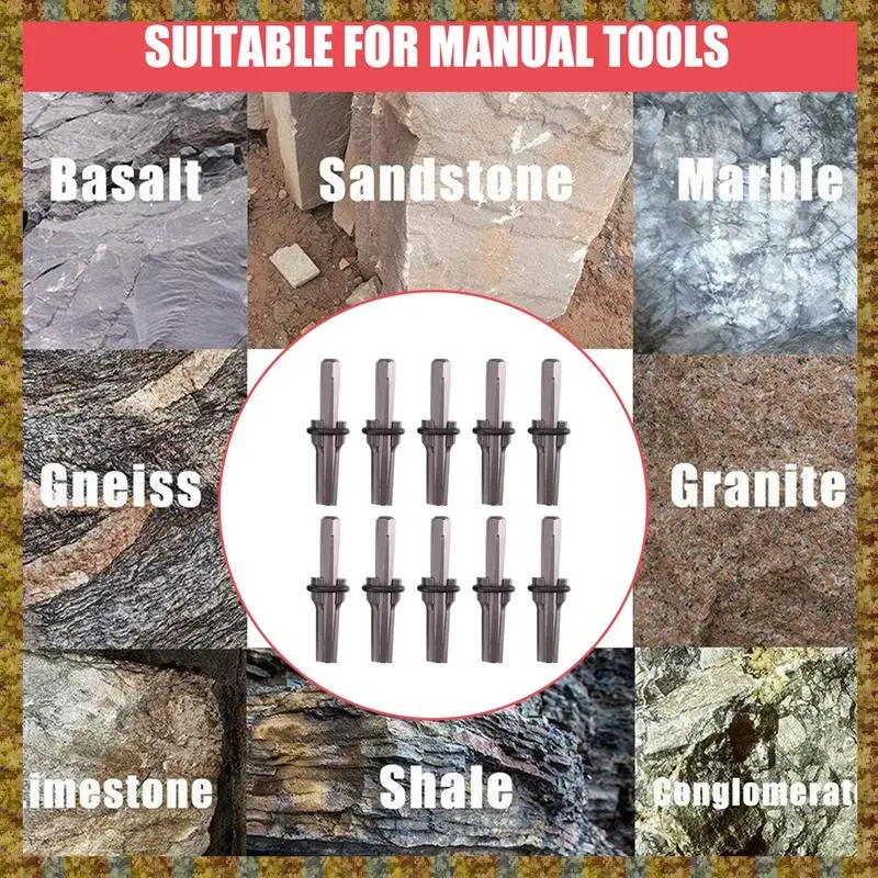 F-F 10 комплектов, 5/8-дюймовые заглушки, клинья и прокладки из перьев, камень для бетона, камень, ручные инструменты, 16 мм