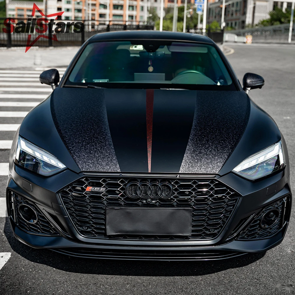 Matte Black Forged Carbon Fiber Car Waterproof Sticker on the Hood Adhesive Vinyl for Car Sticker