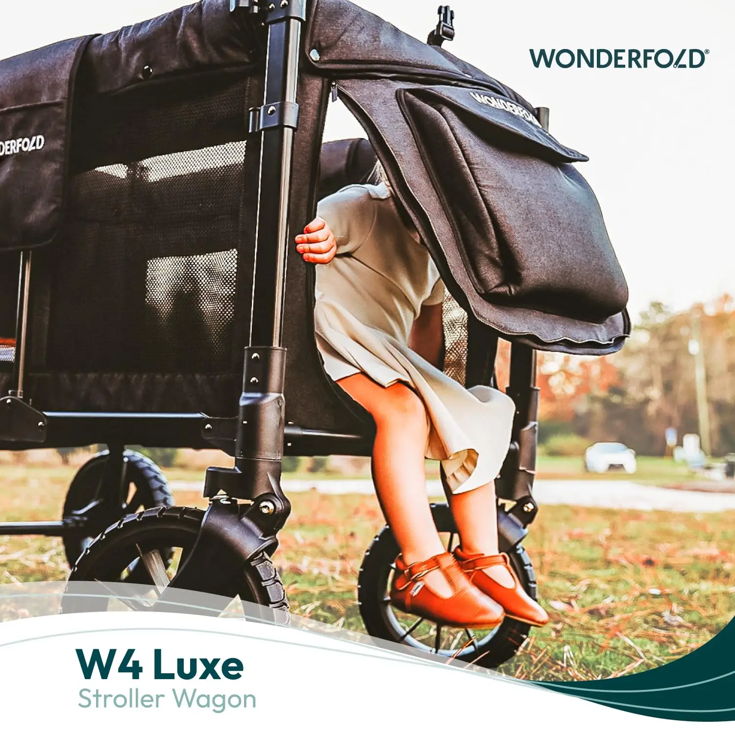 WONDERFOLD W4 Luxe Wózek spacerowy (4 miejsca) - Składany wózek spacerowy z siedzeniami z klamrą magnetyczną 5-punktowy uprząż i