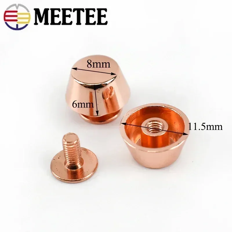 10-50Pcs Meetee Metal Rivets Buckle Handbag Bottom Protecting Feet Studs Screw Nail Buckles DIY Bag Leather Craft Accessories