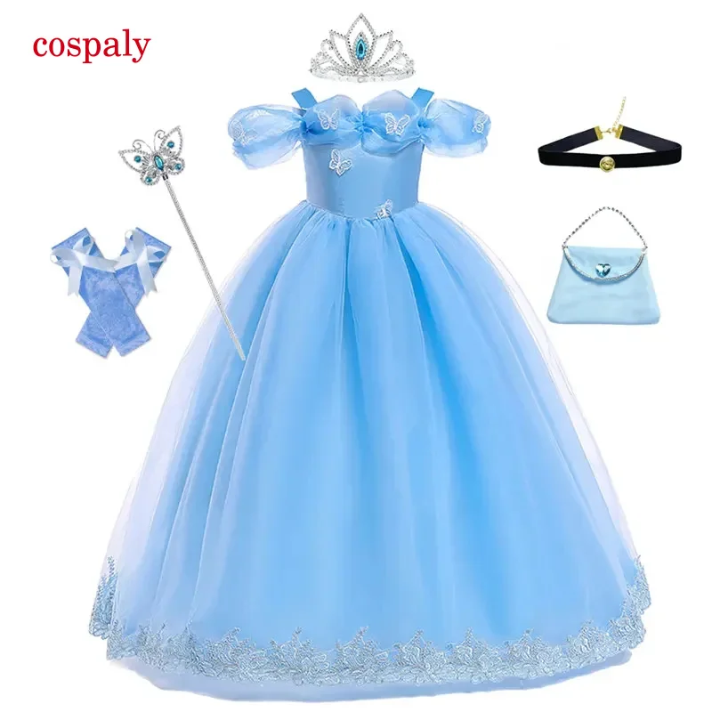 Costume de Cosplay de Cendrillon pour Enfant Fille, Robe de Princesse, ixd'Anniversaire, Halloween, Carnaval