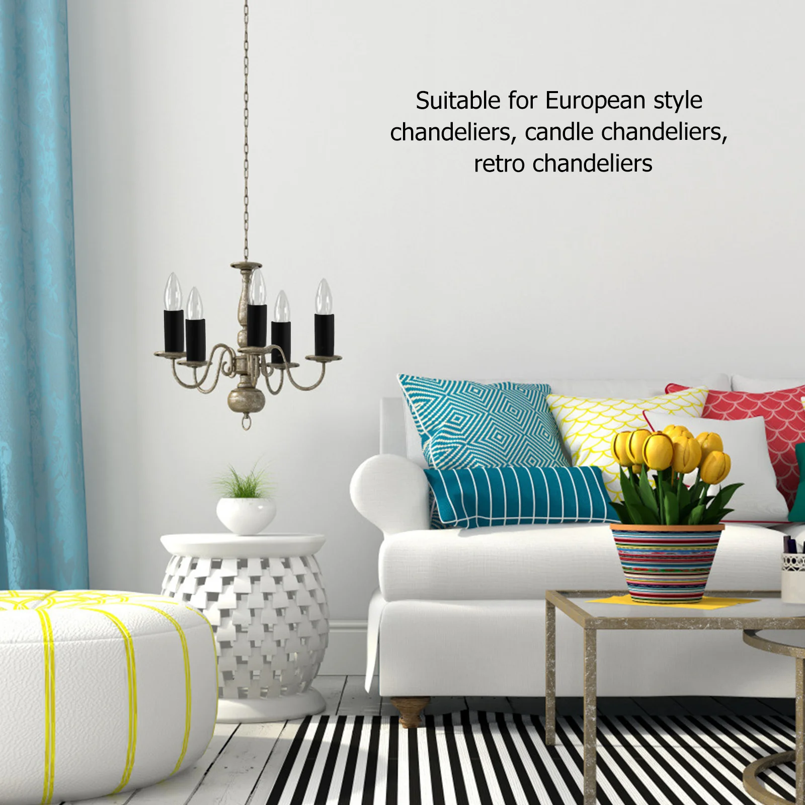 

12pcs Chandelier Lamp Base Sleeve Iron Covers Thick Heat-Resistant Reusable For European Crystal Chandelier Lighting Accessories