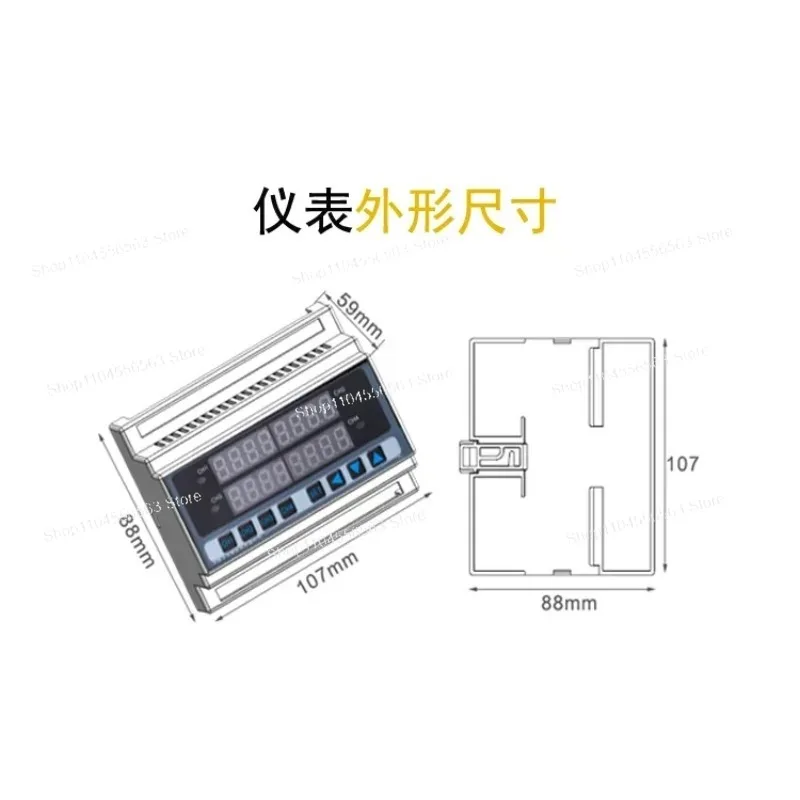 

4-Channel Temperature Controller with RS485 - Digital 4-Way Card Rail Mount Thermometer