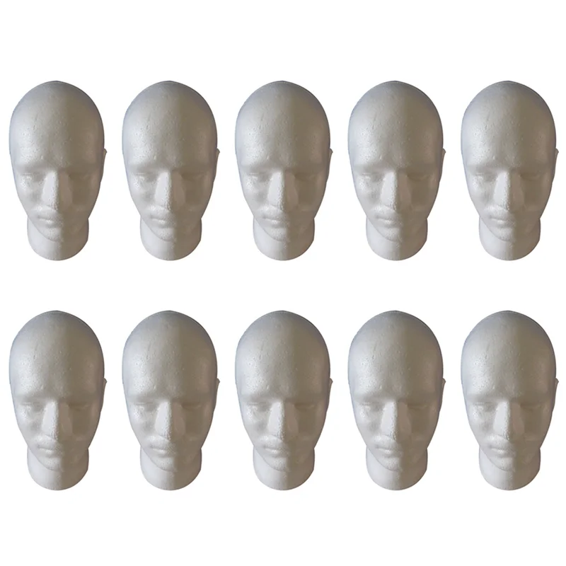 

【SEE】10X Male Wig Display Cosmetology Mannequin Head Stand Model Foam White