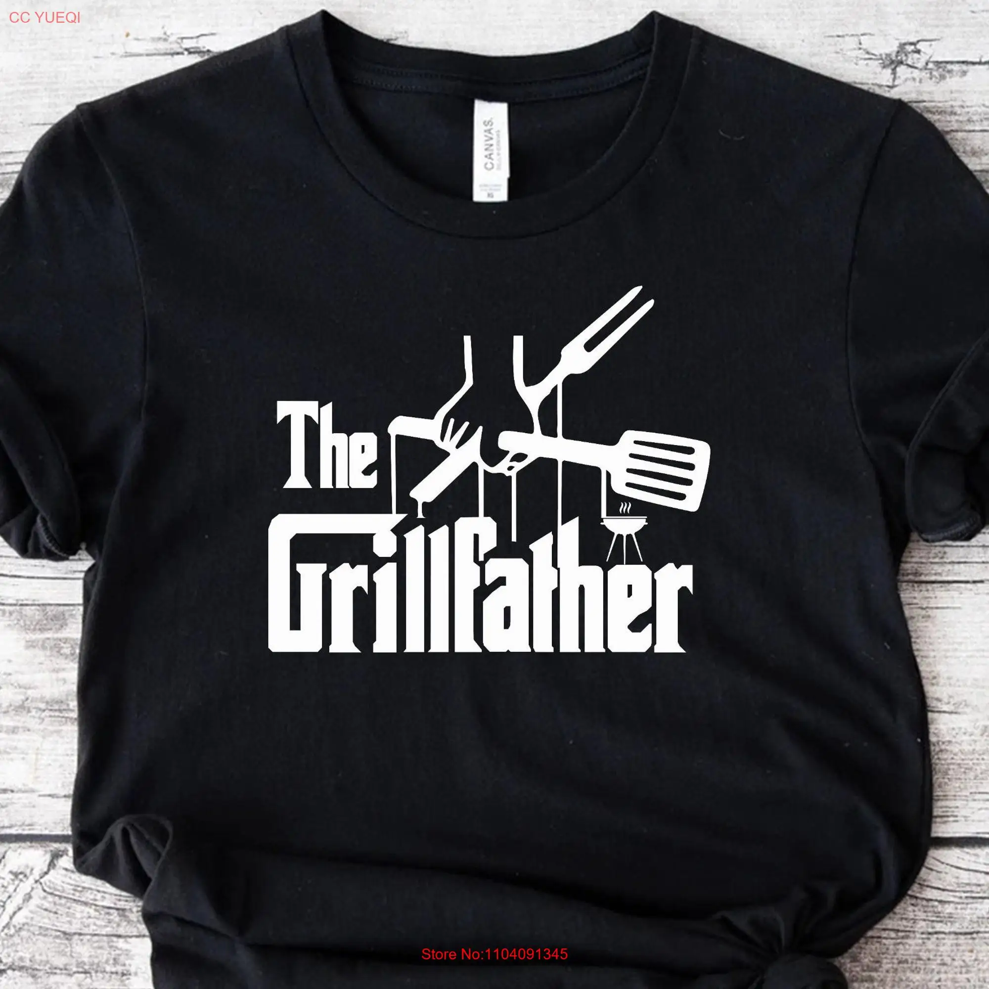 The Grillfather T Shirt Funny BBQ Party Barbeque Father's Day Grill Master Dad Birthday Best long or short sleeves