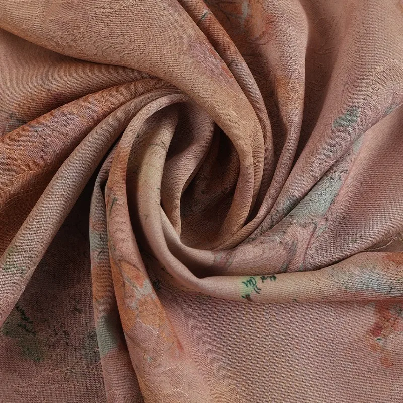 New Chinese-style printed jacquard fabric floral dark tone dress Hanfu home textile clothing