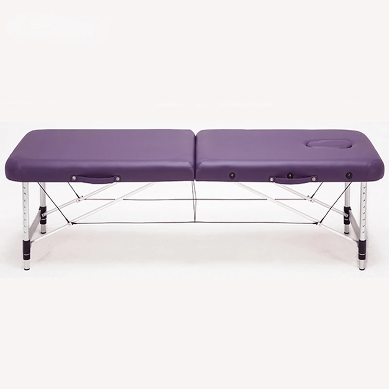 Portable Foldable  Furniture Tattoo Spa Two-Fold Leather Aluminum Alloy Beauty Massage Table Bed With Pillow Patio Facial