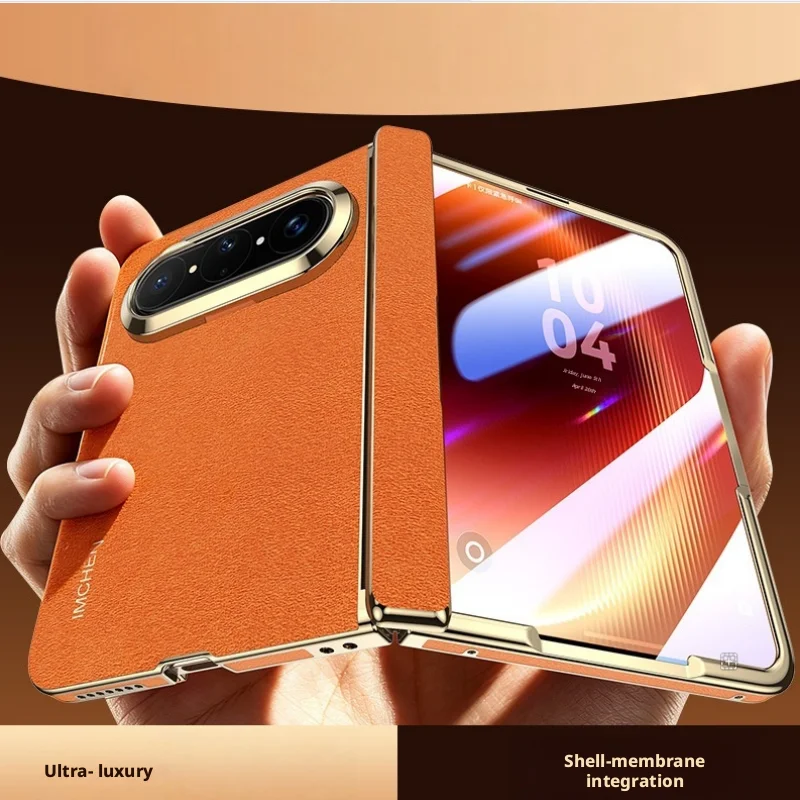 High quality Genuine Leather Italian Suede Case For Huawei Pura X Max All-around Shell and Film Integrated Hinge Protection