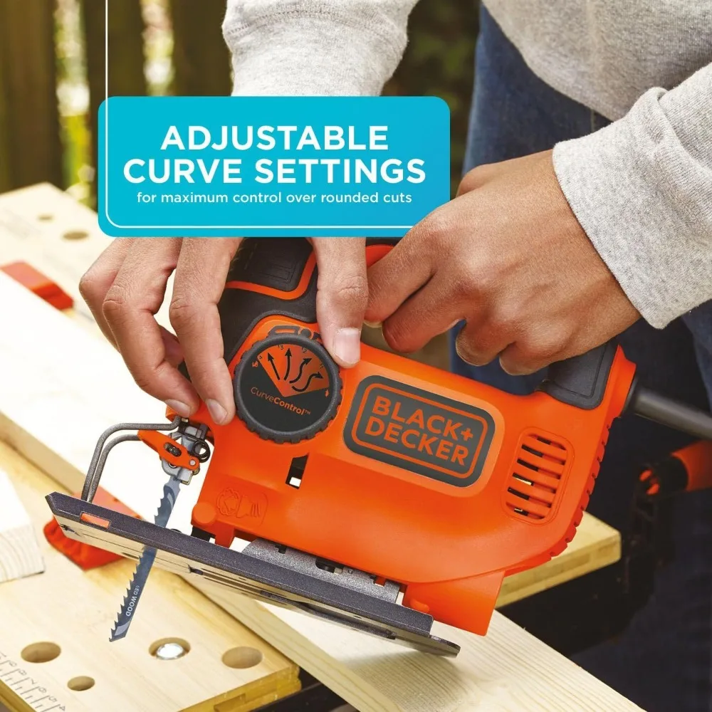 منشار تهزهز سلكي 5 أمبير، سرعة شفرة 3000 SPM، 45 °   قطع مشطوفة، 4 إعدادات منحنية لأعمال النجارة الدقيقة