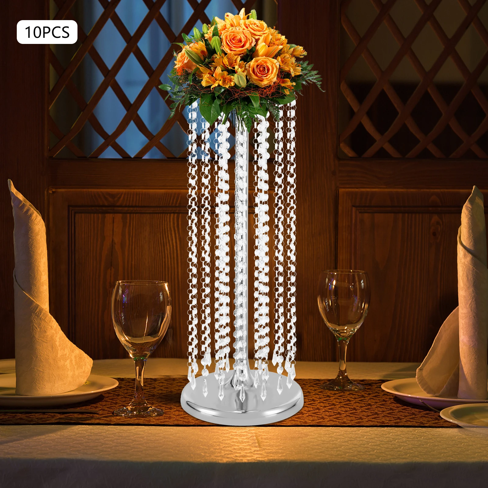 

Flower Vases Cylinder Metal Flowers Stand Chandelier Centerpiece Stands for Wedding Centerpieces Party Tables Decorations 10 Pcs