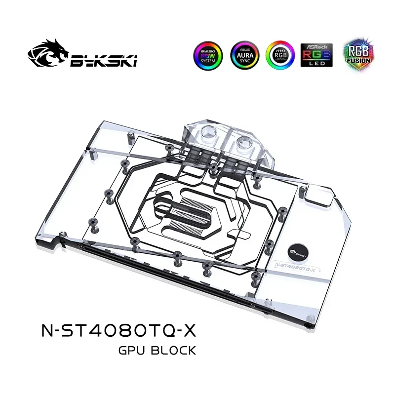 Bykski N-ST4080TQ-X Water Block for ZOTAC RTX 4080 / 4070Ti SUPER AMP Extreme AIRO / Trinity OC GPU Card Cooling / Radiator