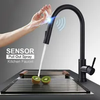 GEGVE SUS 304 Stainless Steel Induction Sensor Pull-out Kitchen Faucet Accessories with Filter Iron Sink Water Hydrant Touch Tap