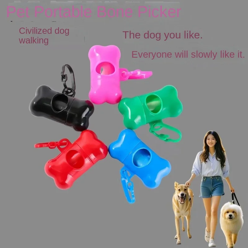 Pet toilet dispenser bone shaped storage box dog fecal collection bag portable garbage bag