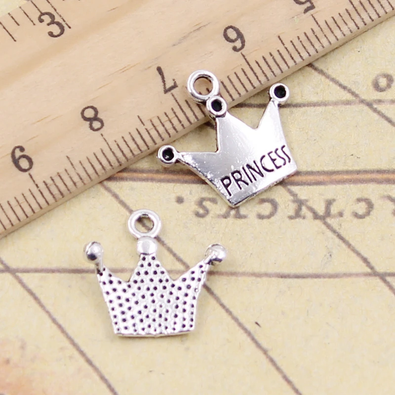 30 sztuk Charms korona księżniczka 17x19mm tybetański brąz srebrny kolor zawieszki antyczna biżuteria Making DIY Handmade Craft — zdjęcie 2