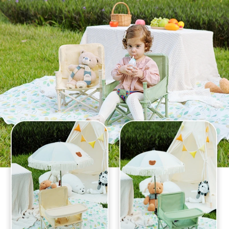 Baby picnic chair Outdoor beach camping stool Portable folding photo learning to sit baby seaside dining table chair