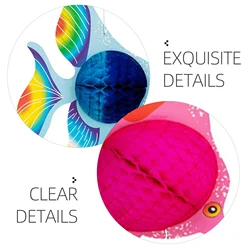 3pcs Colorful Fish Honeycomb Paper Decorations Party Hanging Ornaments Lightweight Festive Atmosphere