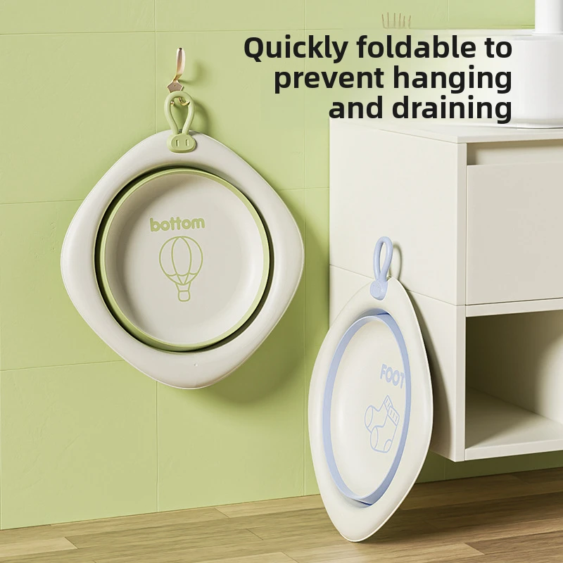 

Portable Collapsible Baby Washbasin| 3-Layer Separate (Face/Foot/Bottom) | Quick-Fold Hanging Bath Bowl for Home & Travel
