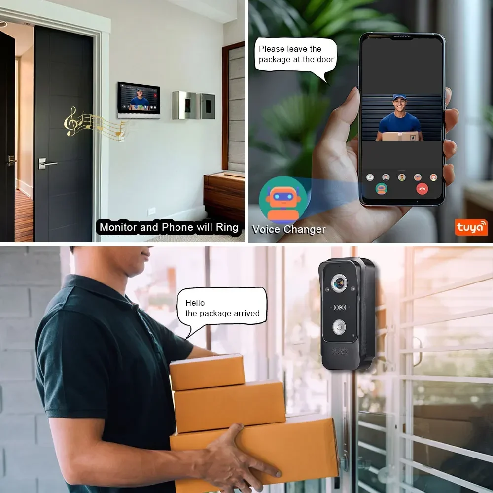 Tuya Smart Wifi Doorbell 1080P Video Intercom with CCTV Alarm System Video Door Entry Intercom with RFID Unlock