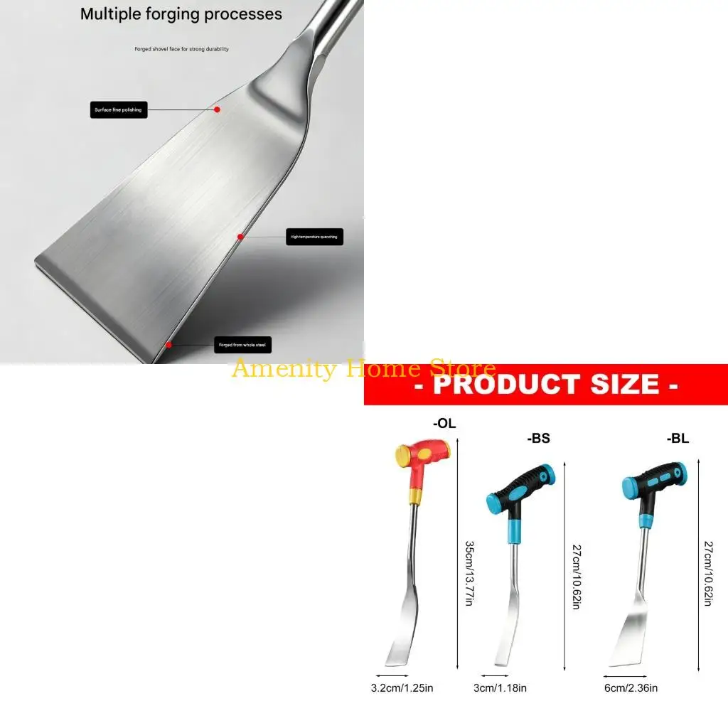 F26C Soil Digging Hand Tool Stainless Steel Garden Weeders with Curved Shovel Blade and Grip Handle for Yard Plant Care