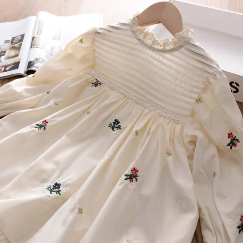 150x50cm Exquisite Beige White Embroidered Cotton Sewing Fabric, for Doll Clothes Handmade DIY Home Sewing Cloth view 3