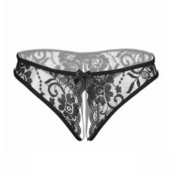 Tentação calcinha crotchless lingerie sexy roupa interior feminina g-string sexy renda tanga íntima tamanho grande oco para fora