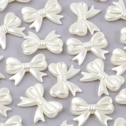 50/100pcs 14x18x4mm Acrylic Bowknot Bow Tie  ABS Pearl Spacer Loose Beads Charms For DIY Jewelry Making Finding Accessories