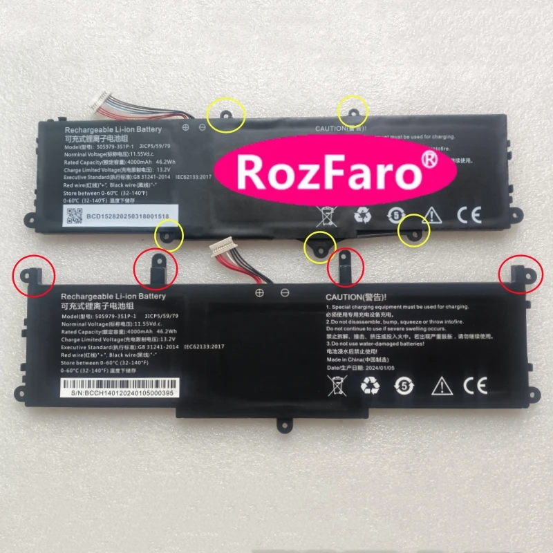 

RozFaro 505979-3S1P-1 Laptop Battery For Chuwi CoreBook X 14 CWI570 CWI529 X4 X5 i5-1035G1 i3-1220P i5-12450H XK-HS320 CH1401