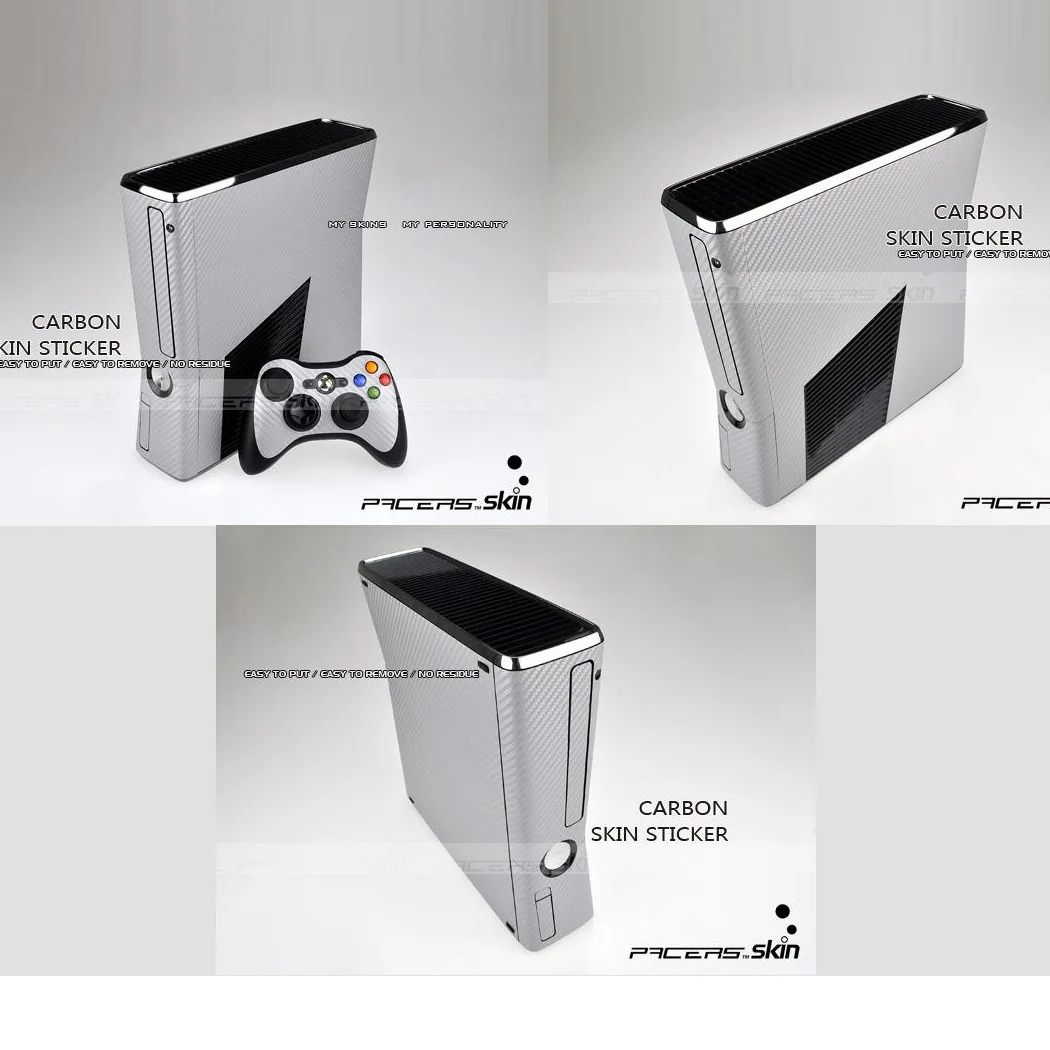 7 ألوان ألياف الكربون جلد فينيل ملصق حامي لمايكروسوفت Xbox 360 سليم و 2 تحكم جلود ملصقات