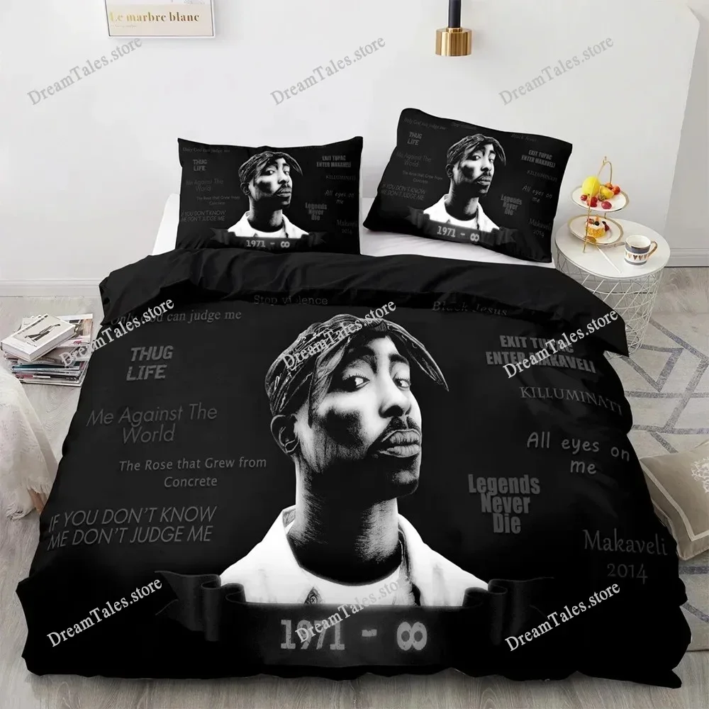 

Комплект постельного белья с 3D-принтом рэпера 2Pac (Тупак) для двуспальной кровати, односпальной кровати, королевского размера: пододеяльник, одеяло, наволочки для мальчиков, девочек и взрослых, для спальни