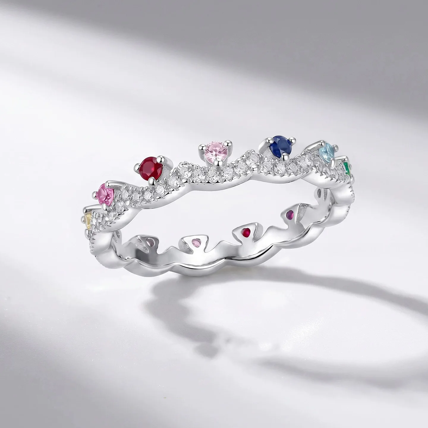 

Colorful Lab Sapphire 925 Silver Fashion Row Ring for Women Wedding Band Fine Jewelry Gifts Wholesale