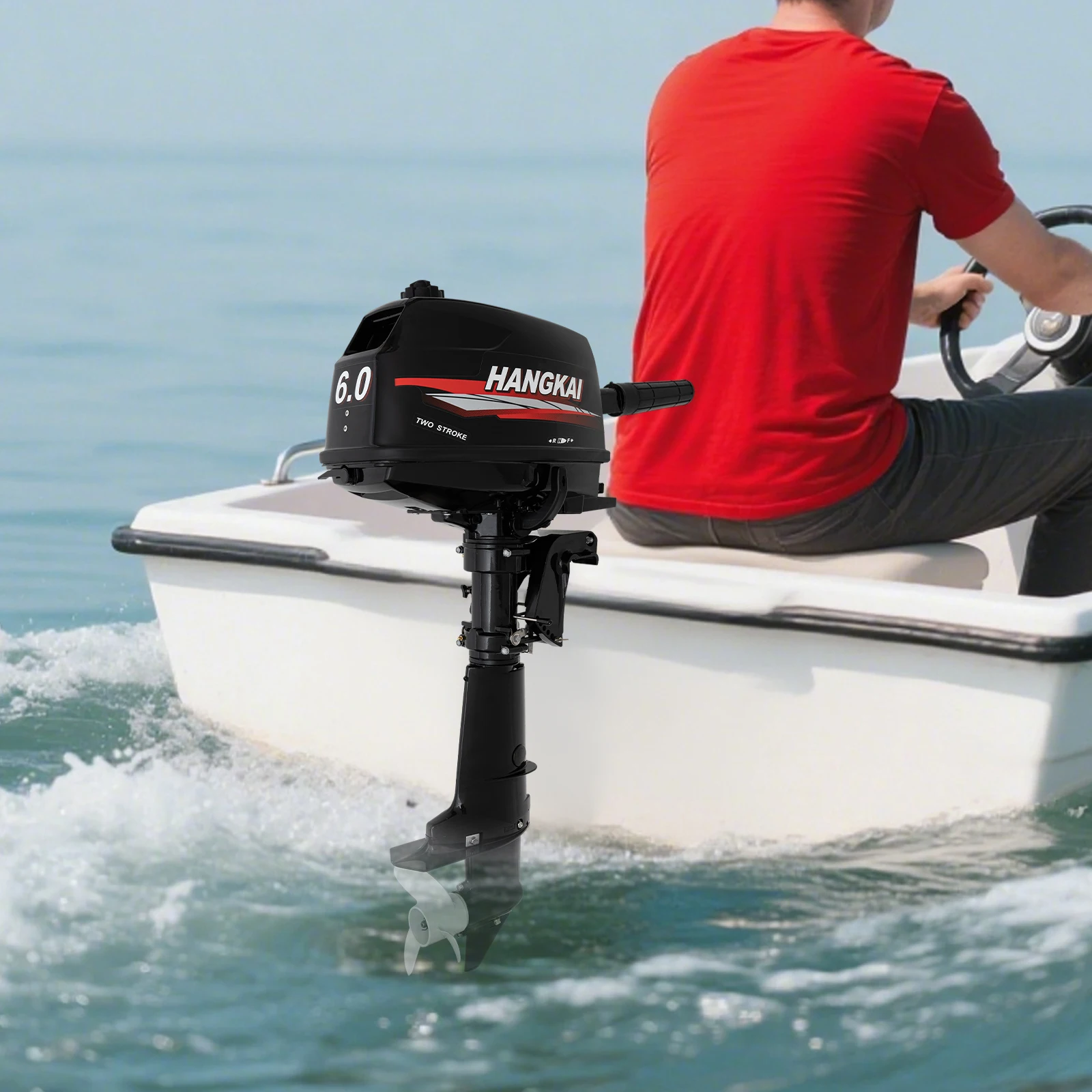 Máquina fueraborda de 4,4 kW, motor de gasolina de eje corto de 6HP, Motor de 2 tiempos, Motor de barco de pesca, sistema CDI de refrigeración por agua