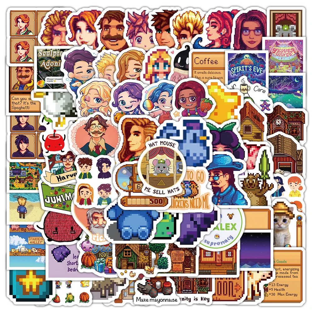 

10/30/50/100pcs Cute Cartoon Stardew Valley Game Graffiti Stickers for Laptop Suitcase Fridge Waterproof Cool Sticker Decal Pack