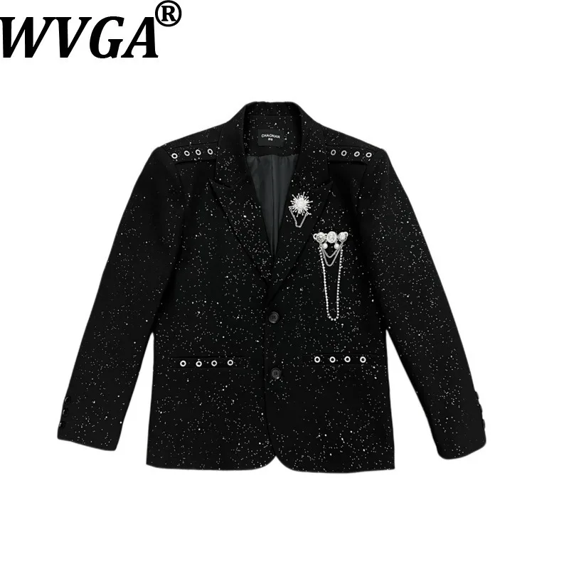 

WVGA Autumn Winter New Man Tide Starry Sky Trendy Design Suit Coat Niche Chic Casual Korean Style Gold-Stamped Blazer Ins W14591