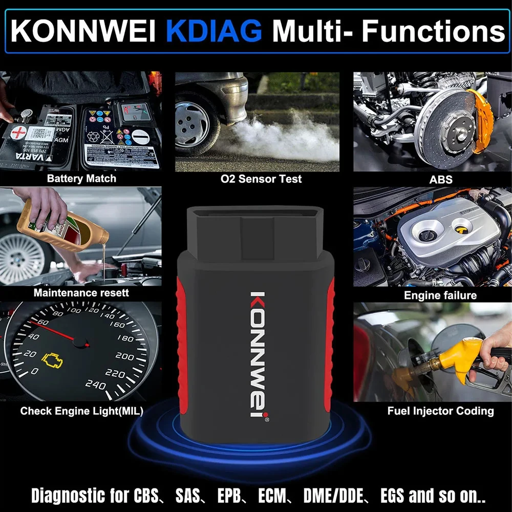 2024 KONNWEI KDIAG Full System Auto Scanner Reset SAS EPB Service ECU Programmer OBD OBD2 Car Diagnostic Tool pk Thinkdiag MINI