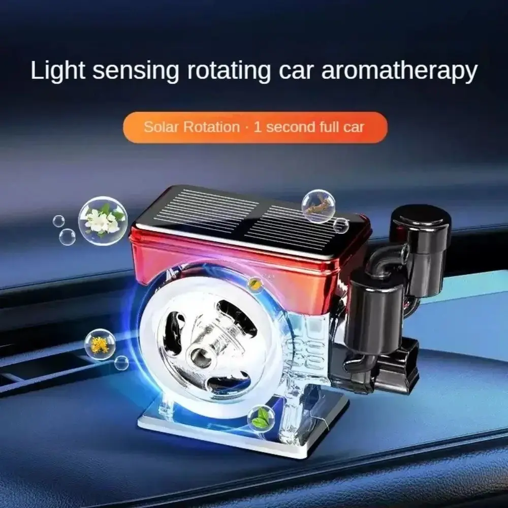 Zen Char Solar Powered Car Diffuser Gardenia Ocean Car Air Freshener Simulated Engine Osmanthus Scent Diffuser Car Interior